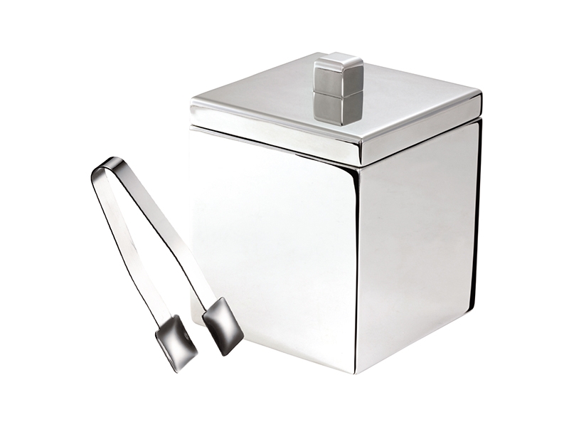 Double Wall Square Ice Bucket with Cover and Tong WNK First In Food