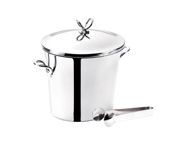 Double Wall Oval Shaped Ice Bucket with Cover and Tong